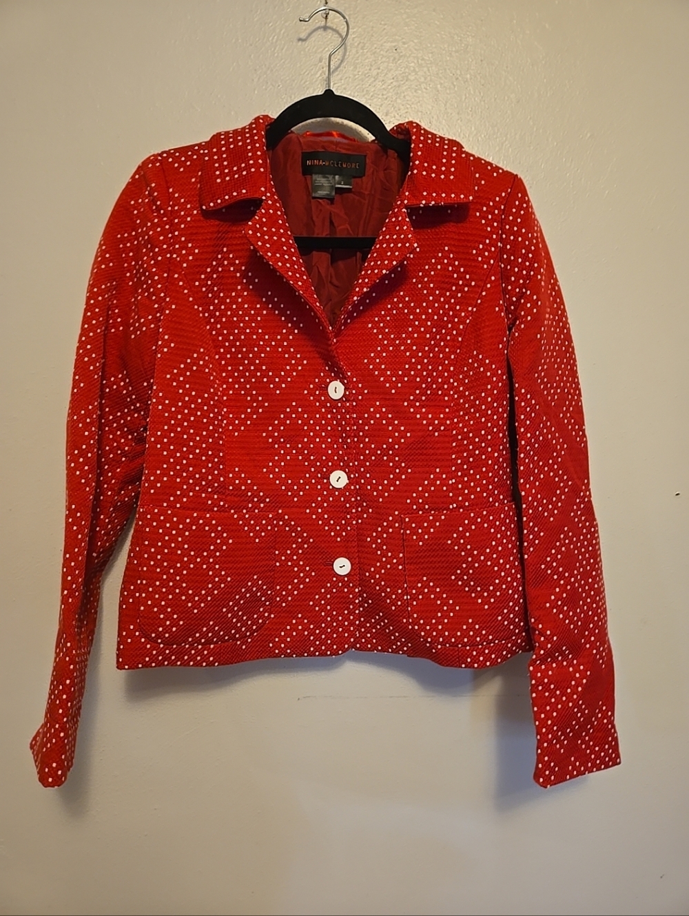 Nina McLemore Red White Suit Blazer Jacket 2